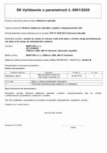 certifikát - vyhlásenie o parametroch